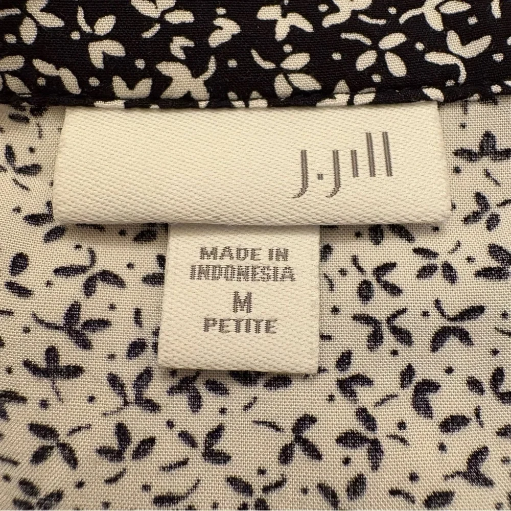 J. Jill Black and White Button Down Shirt Lightweight Ultra Soft Womens Medium
